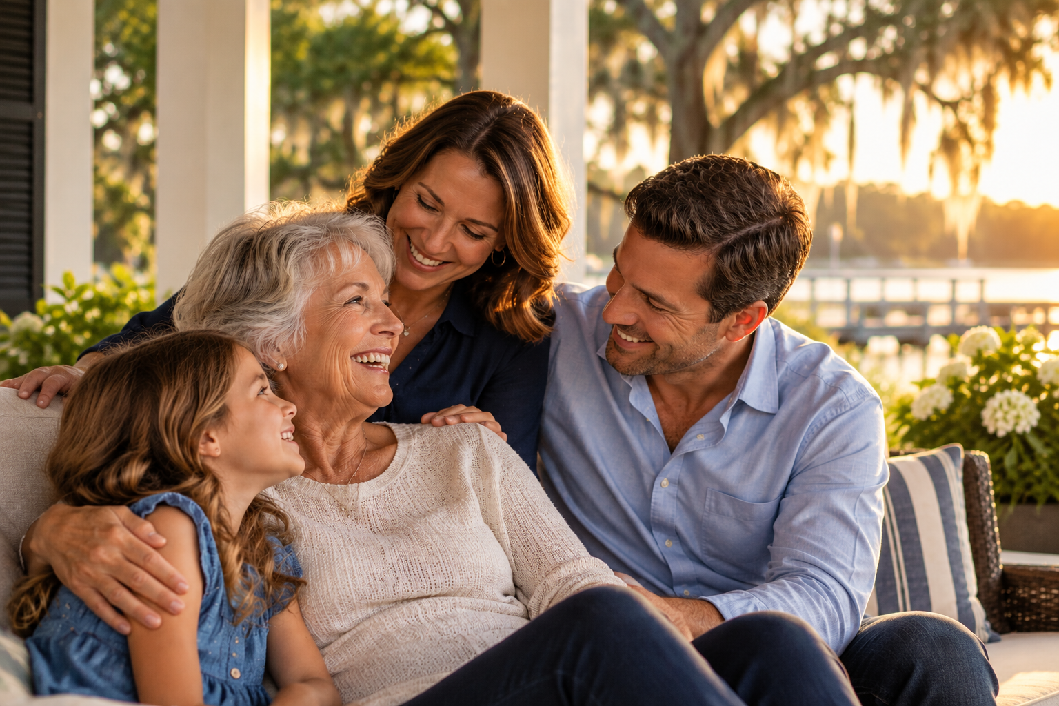 Golden-Hour Multigenerational Family Gathering